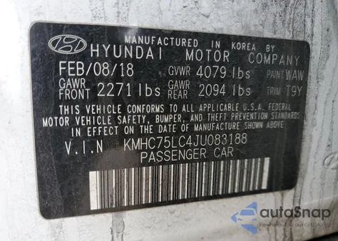 2018 Hyundai Ioniq Sel from USA, damaged, VIN KMHC75LC4JU083188